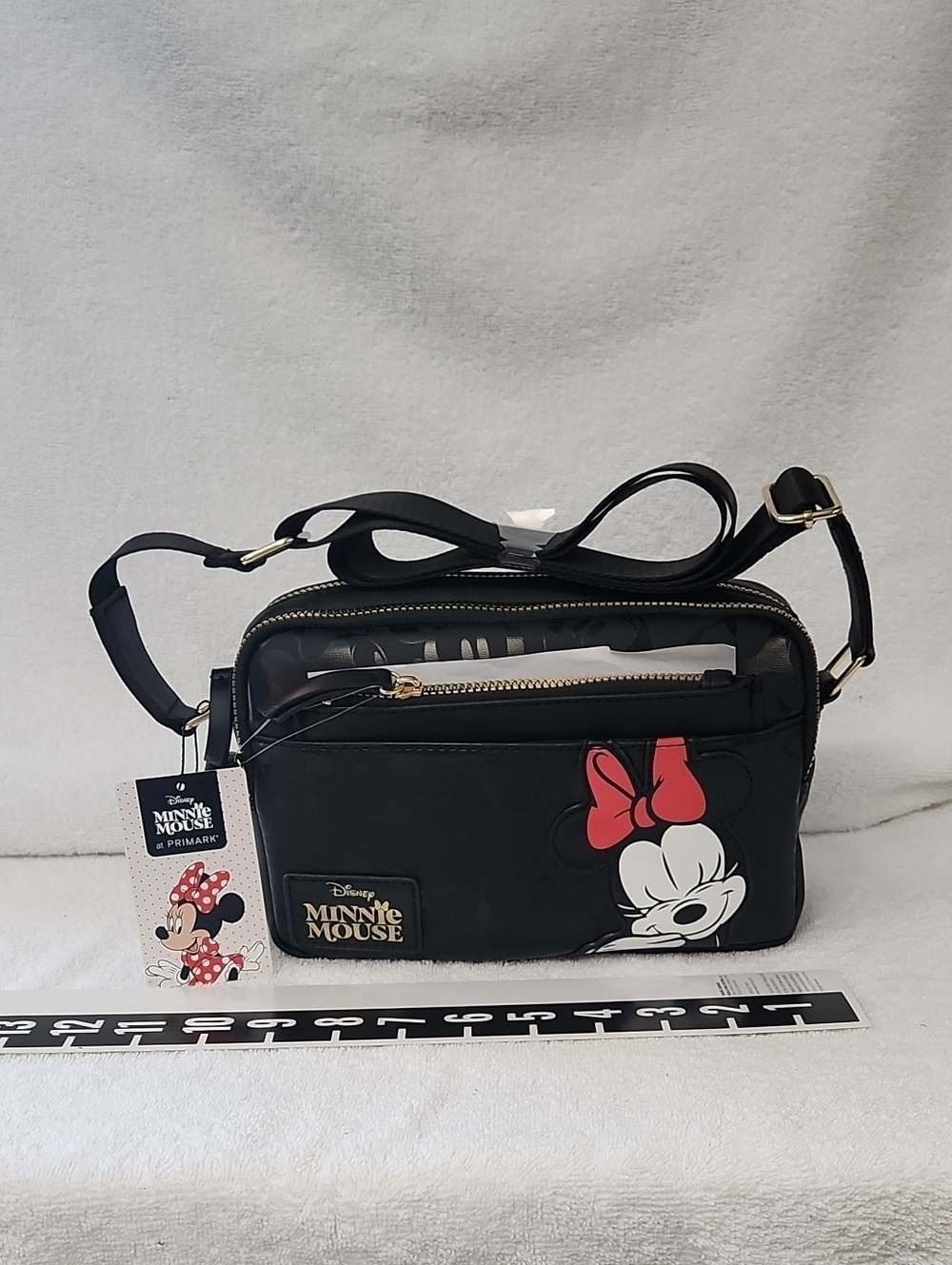 Primark Black Crossbody Bag with Red Minnie Bow Accent